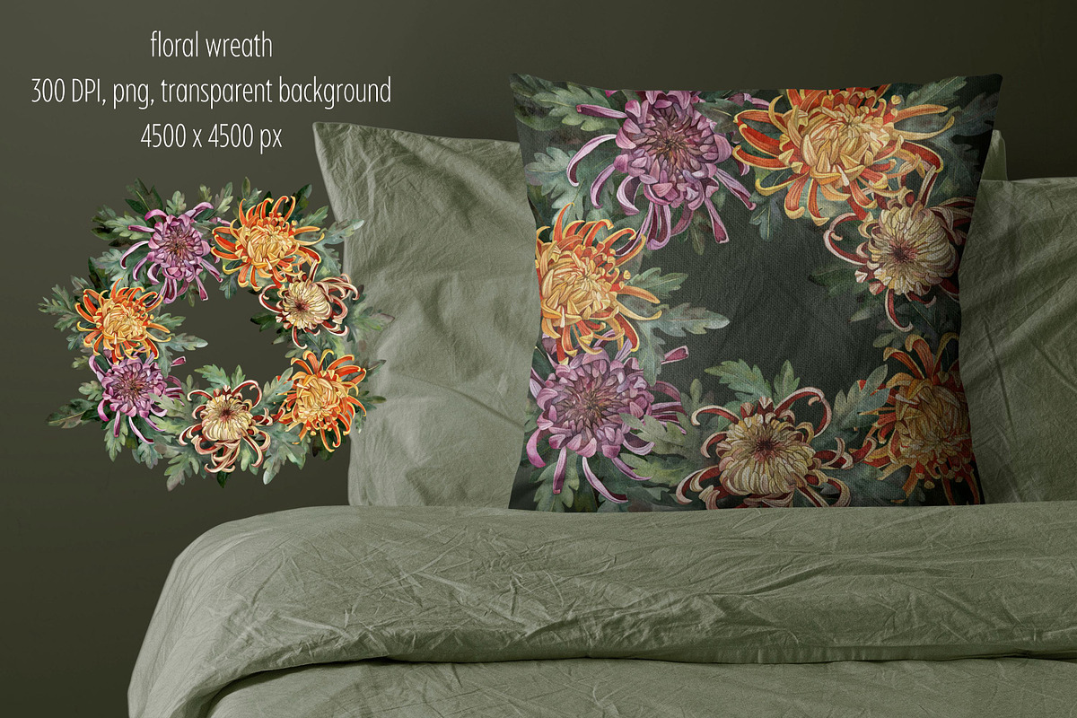 Watercolor flowers Chrysanthemum, a Decorative Illustration by Artcard Watercolor (Photo 2 of 5)