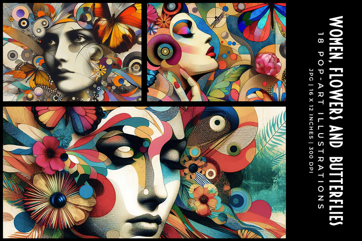 Women, Flowers and Butterflies, a Decorative Illustration by Digital Art Creations (Photo 3 of 12)