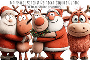 Whimsical Santa & Reindeer Clipart, an Illustration by SinaCreation (Thumbnail 1 of 7)