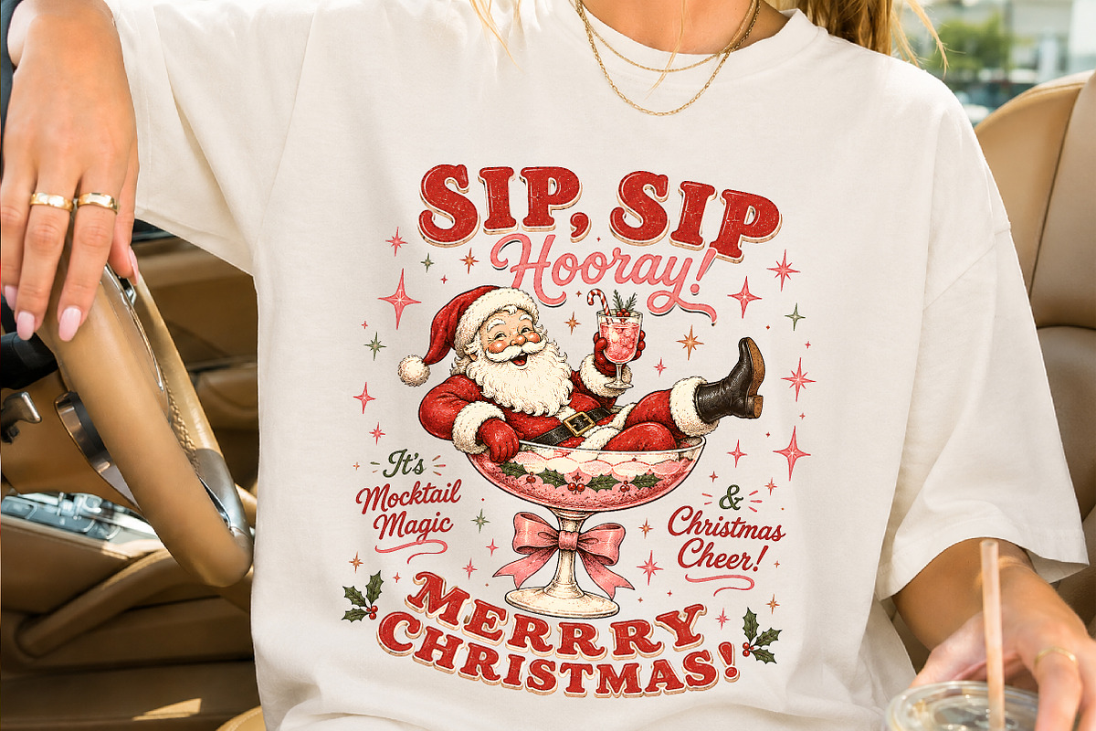 Sip Sip Hooray Santa Christmas PNG, a Seasonal Illustration by Creative Art (Photo 2 of 3)