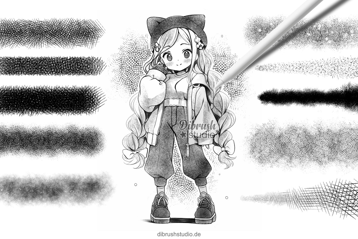 Procreate Manga Cross Hatching, a Brush Add-On by DiBrush Studio (Photo 3 of 5)