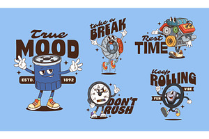 Retro groovy car spare parts, a Decorative Illustration by Buch&Bee