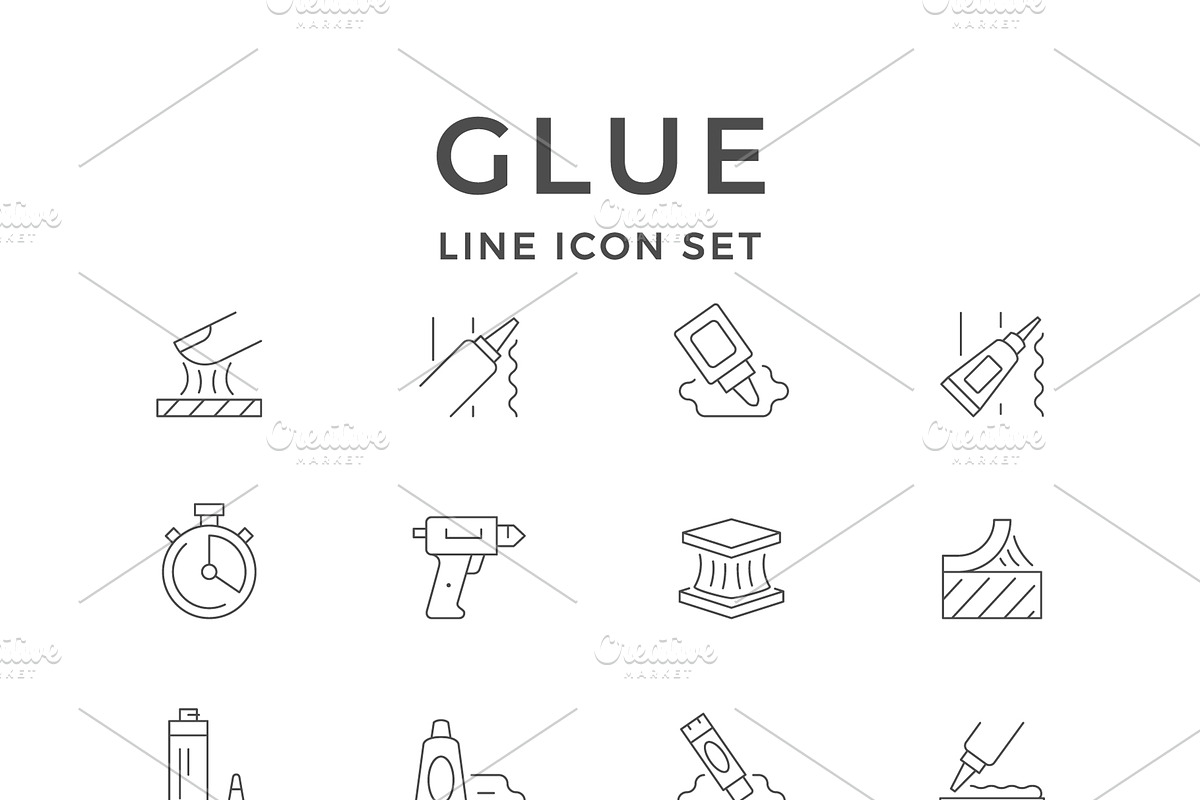 Set line icons of glue, an Outline Icon by motorama (Photo 1 of 2)
