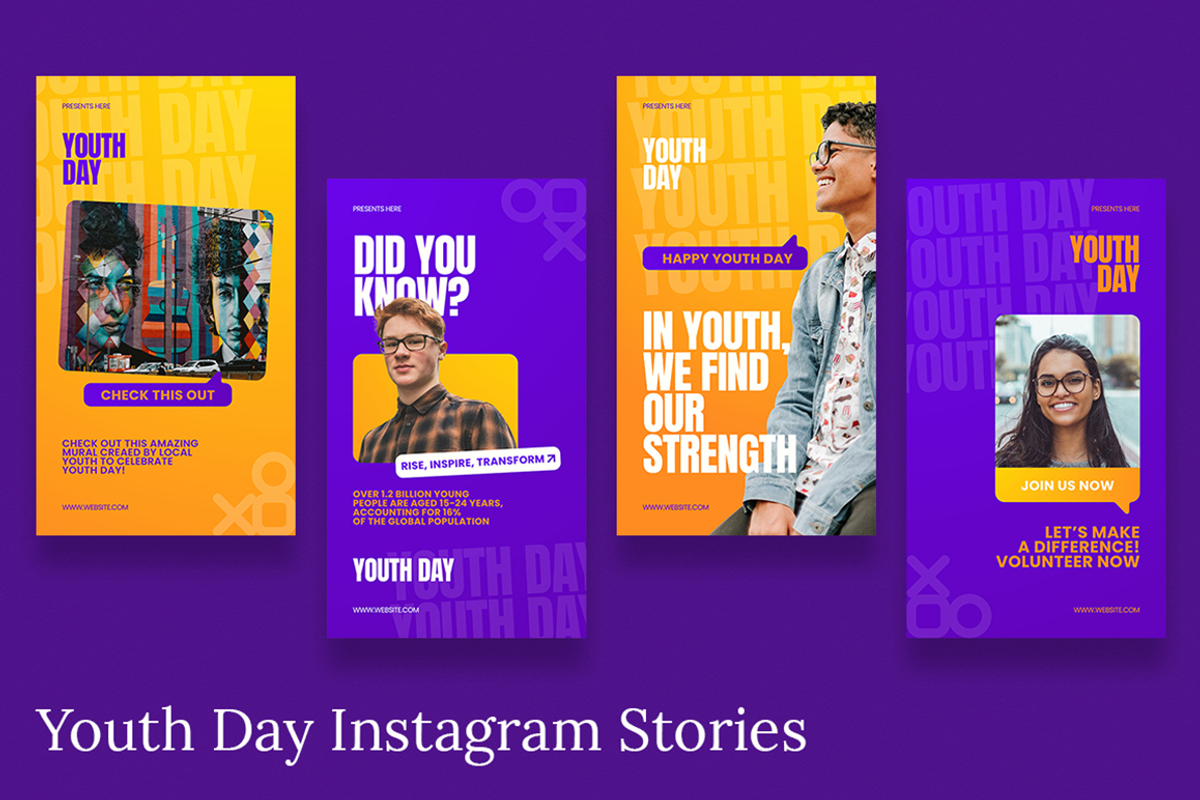 International Youth Day Canva & Inst, a Social Media Template by Attype (Photo 2 of 4)