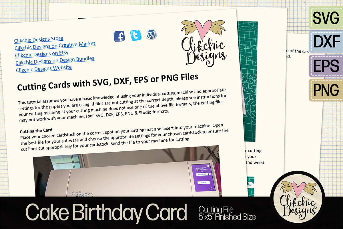 Happy Birthday Cake Card SVG Files, a Card Template by Clikchic Designs (Photo 8 of 8)
