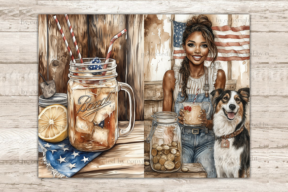 Fourth of July Junk Journal Page, a Person Illustration by GlamArtZhanna (Photo 8 of 10)