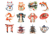 Watercolor Japan Clipart, an Illustration by Design Market (Thumbnail 3 of 4)