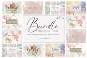 BUNDLE Watercolor Floral Backgrounds, a Texture Graphic by sibel dayı (Thumbnail 1 of 7)