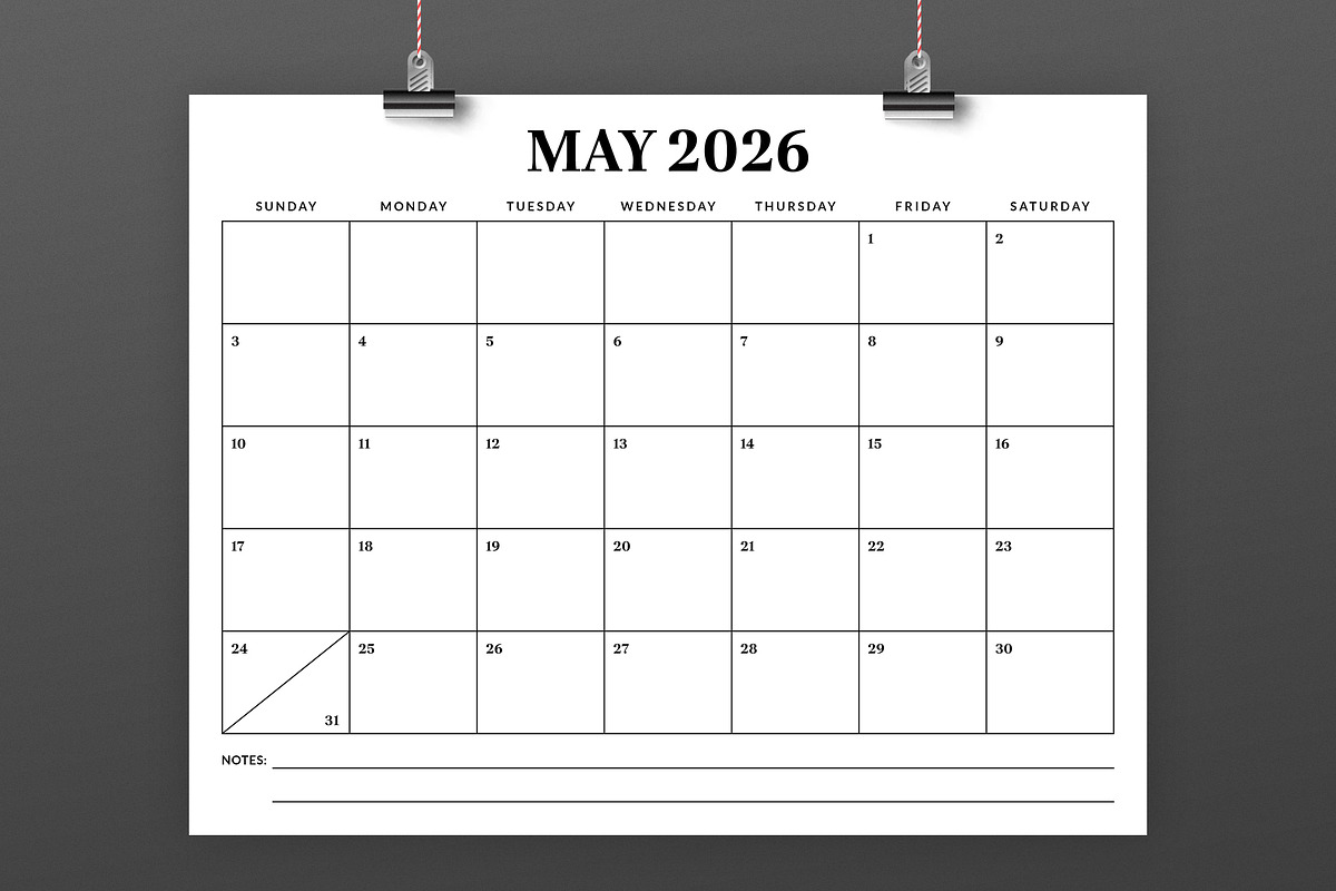 2026 8.5 x 11 Inch Calendar Template, a Stationery Template by Running With Foxes (Photo 3 of 5)