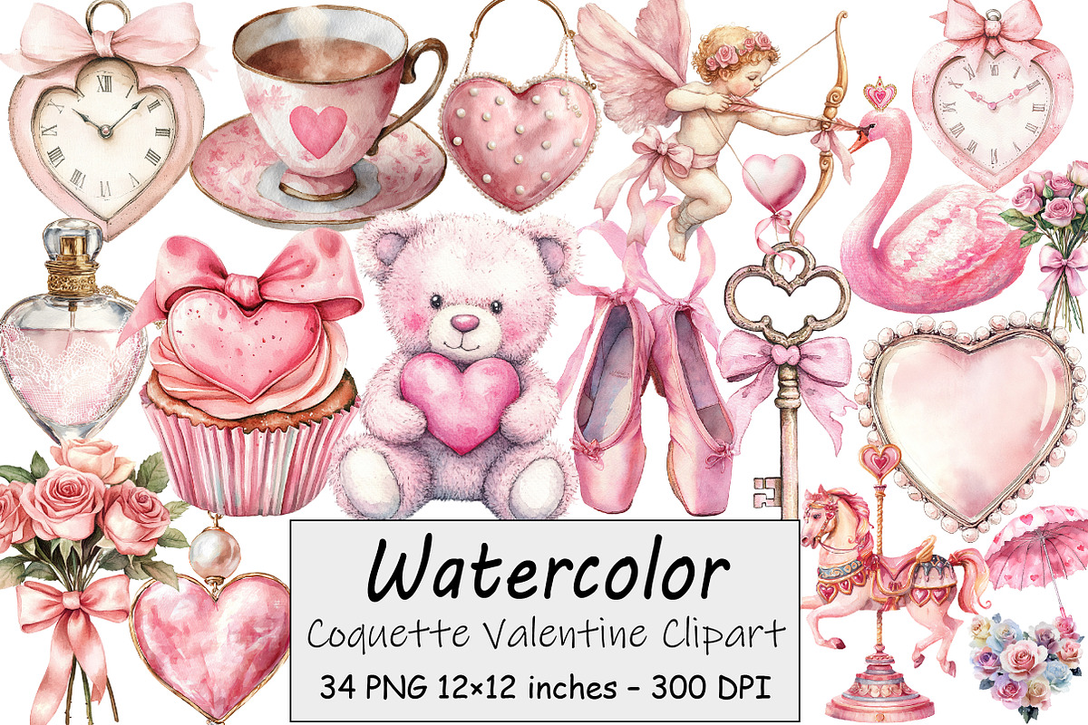 Coquette Valentine Clipart, an Illustration by Design Market (Photo 1 of 4)