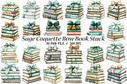 Sage Coquette Bow Book Stack PNG, an Illustration by Libby Wishes (Thumbnail 1 of 6)