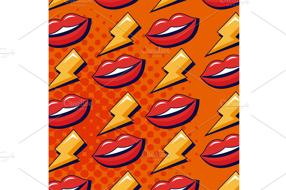 pop art mouths pattern, an Object Illustration by studiogstock