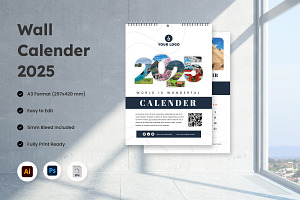 Wall Calendar Template V2, a Stationery Template by trabaskriya