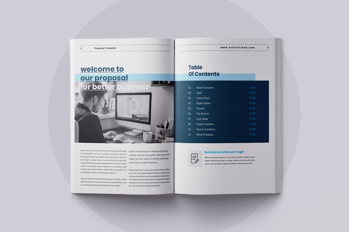 Proposal | Canva, Word, PPTX, IND, a Brochure Template by ArtisticLand (Photo 4 of 12)