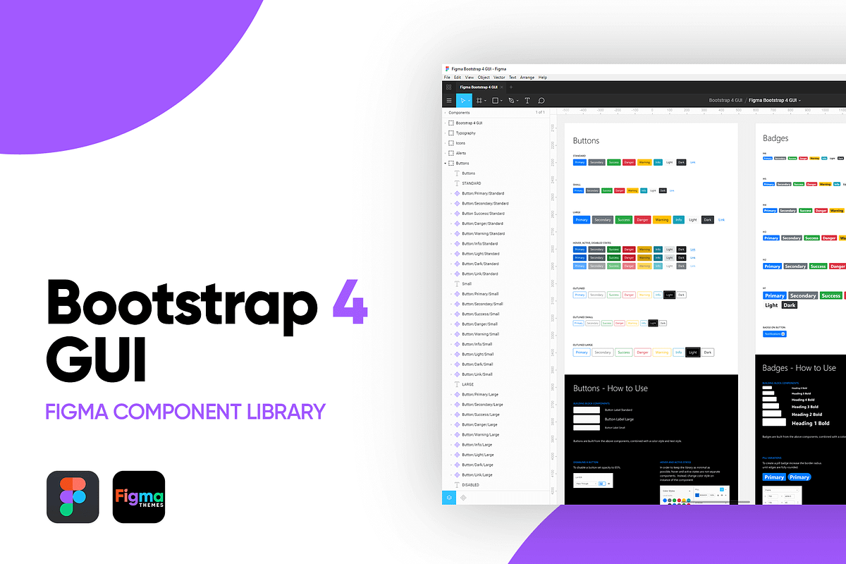 Figma Bootstrap 4 GUI Components, a Websites & App Template by Axure Themes (Photo 1 of 6)