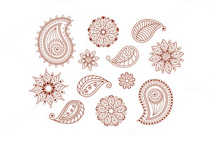 Henna Tattoo Mehndi Doodle Elements