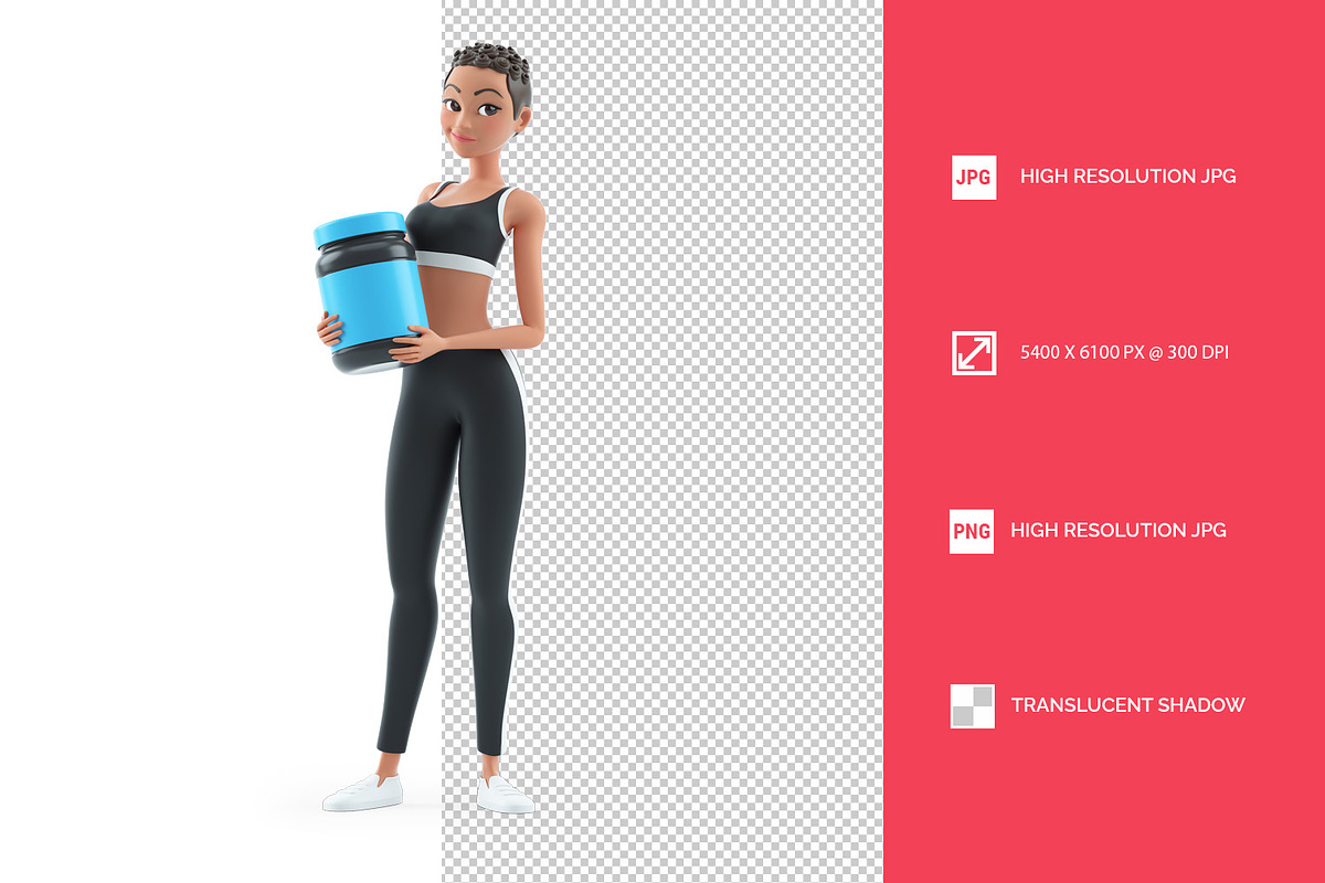 3D Sporty Character Woman Holding Wh, a Person Illustration by 3DMask
