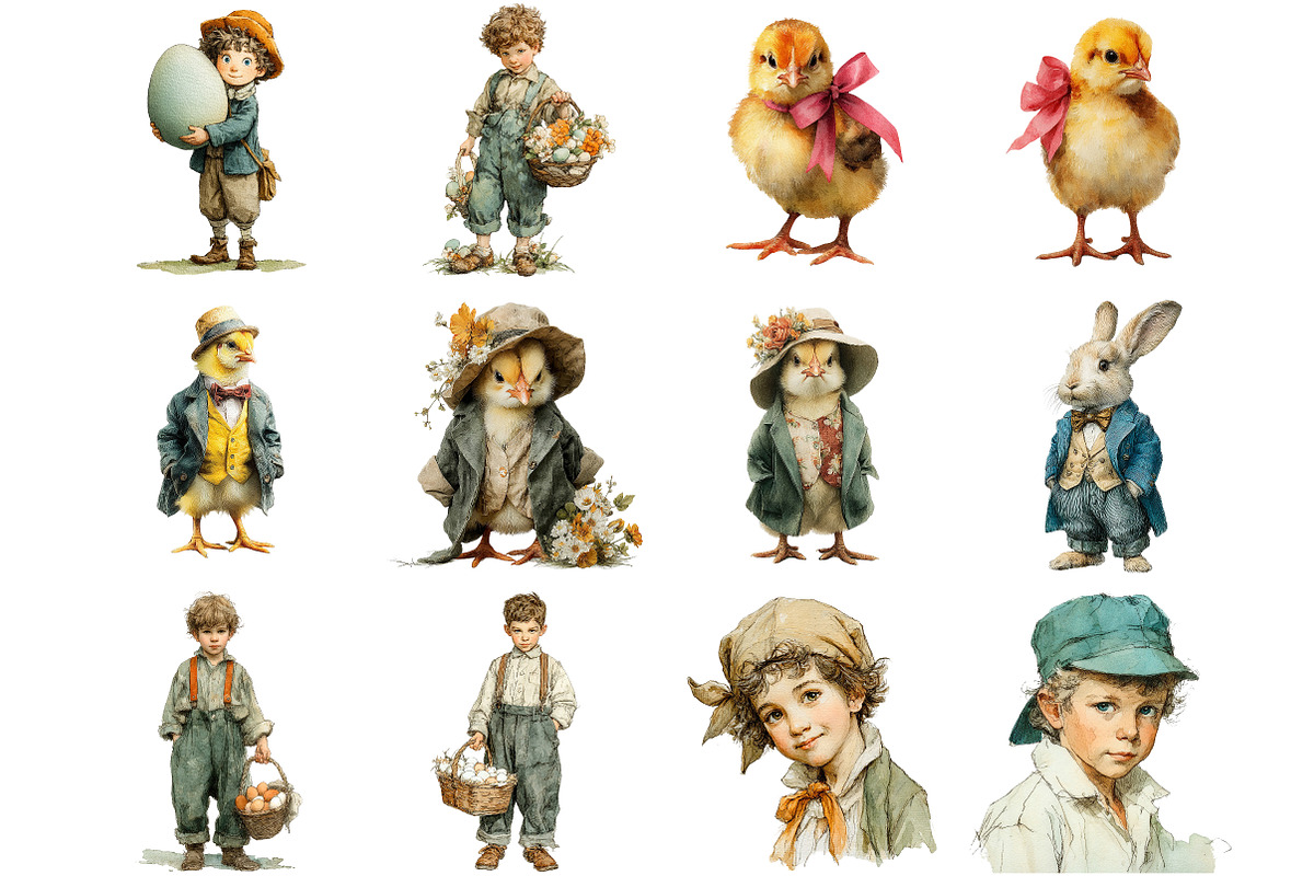 Vintage Easter Fussy Cuts Clipart, an Illustration by DreamArtGraphic (Photo 2 of 4)