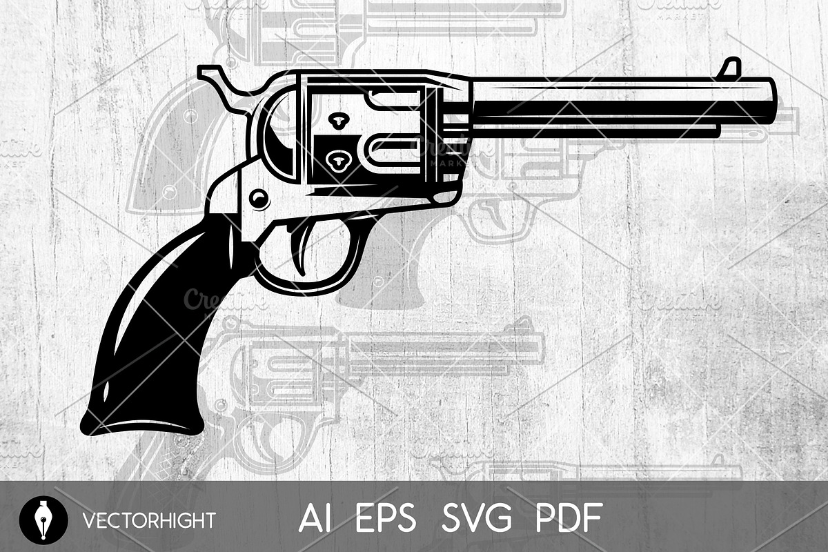 Set of revolvers on white bg, an Object Illustration by Vectorhight (Photo 2 of 5)