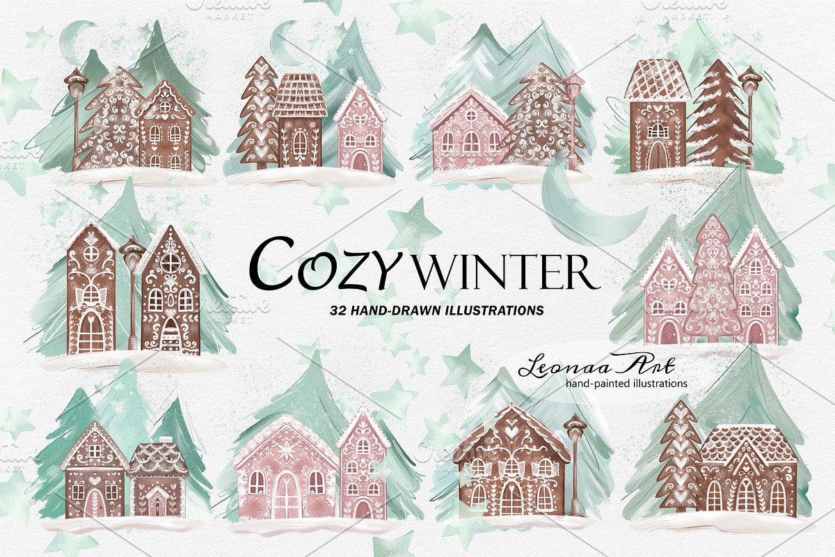 Cozy Winter Clipart Set, a Seasonal Illustration by Leonaa art (Photo 1 of 11)