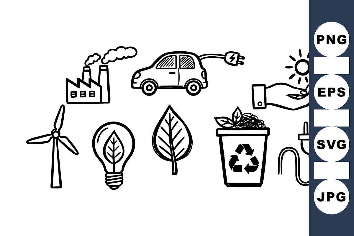 Eco Energy Hand Drawn Clipart, an Illustration by designvectx (Photo 1 of 3)