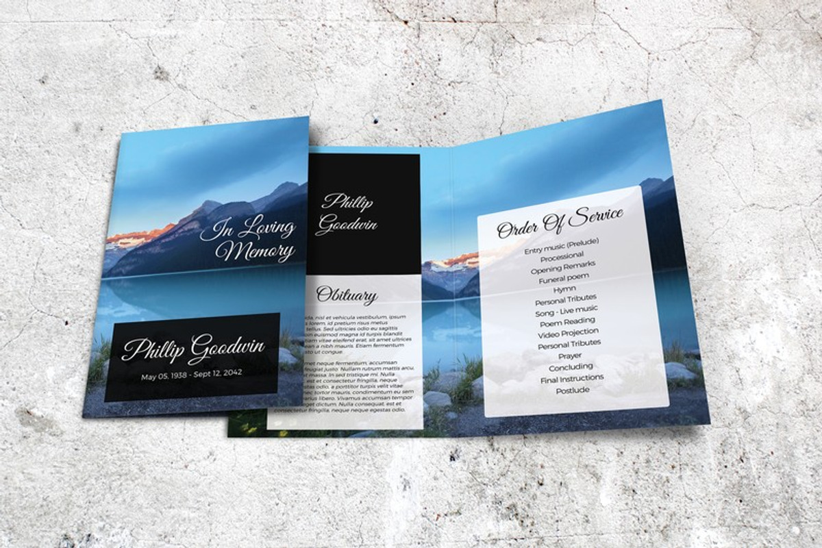 Lake Printable Memorial Program, a Brochure Template by Final Tribute (Photo 4 of 5)