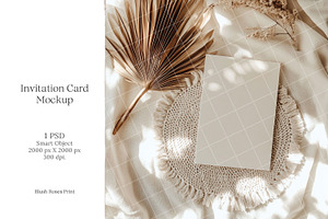 Boho 5x7 Invitation card mockup PSD, an Advertising Mockup by Blush Roses Print