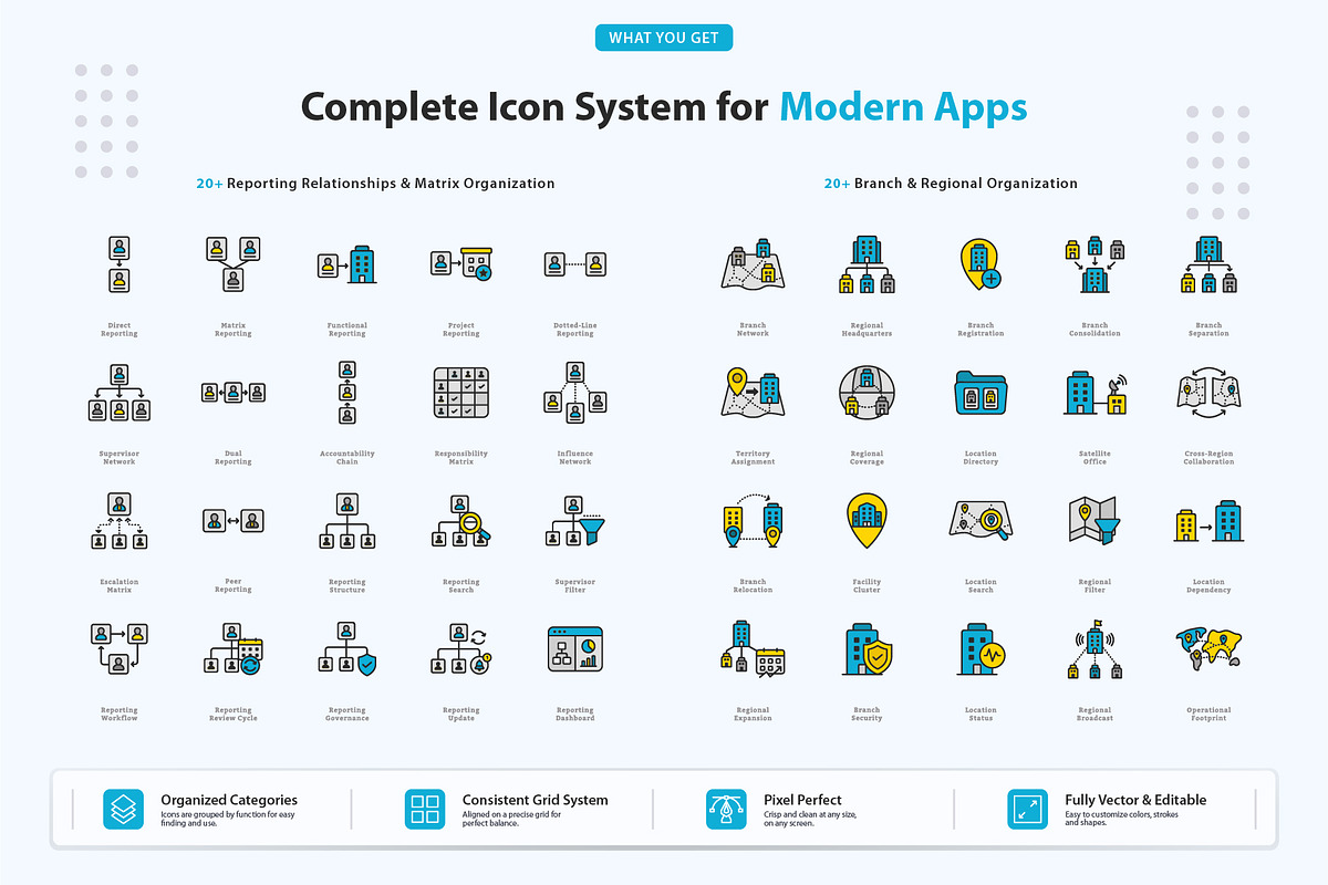 Organizational Structure Icons, an Outline Icon by vexper (Photo 4 of 7)