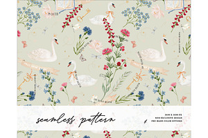 Wetland Wildflower Swan nest pattern