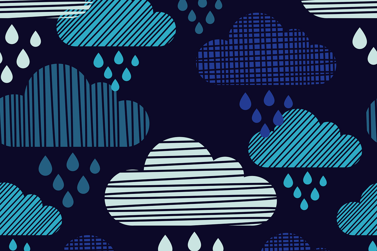 Clouds and rain drops., a Pattern Graphic by Shop seamless patterns