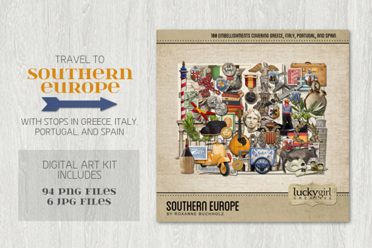 Southern Europe Digital Art Kit, an Object Graphic by Lucky Girl Creative