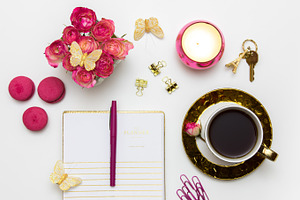 Feminine desk styled stock