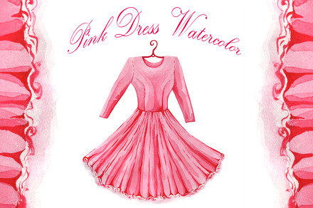 Pink Dress Watercolor Sketch