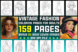 150+ Vintage Fashion Coloring Pages, a Brochure Template by Design Station