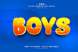 Boys 3D Editable Psd Text Effect, a Layer Style Add-On by Md Jahidul99