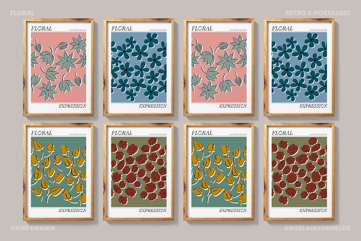 Fall Winter Floral Expression, a Pattern Graphic by angelainthefields (Photo 4 of 6)