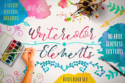 Watercolor Elements + Free Textures, an Object Graphic by Olya Creative (Thumbnail 1 of 9)