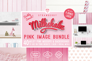 pink background & mockup bundle