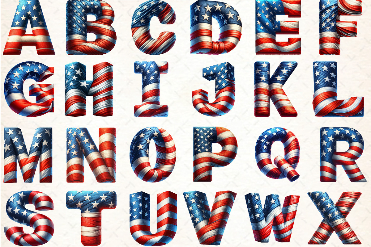 4th July Alphabet & Number Font Bund, an Illustration by DreamCafeArt (Photo 2 of 7)