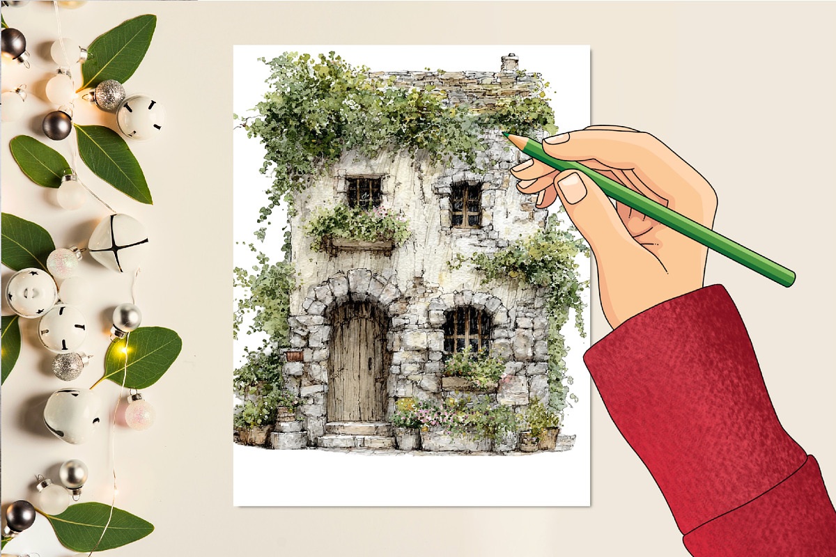 Stone wall wildflower clipart, an Illustration by DreamCafeArt (Photo 6 of 6)