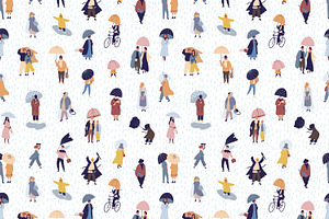 Tiny People Seamless Patterns Set