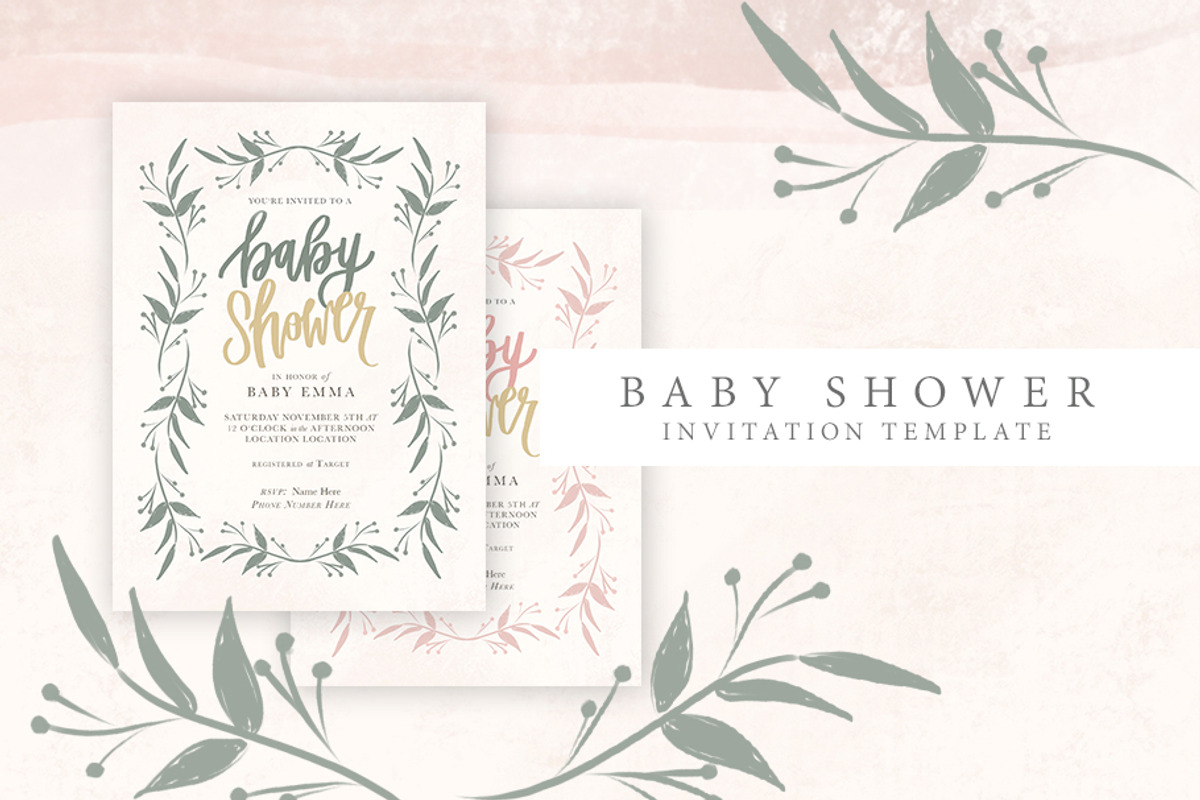 Feminine Baby Shower Invitation, an Invitation Template by Victoria Bilsborough (Photo 1 of 3)
