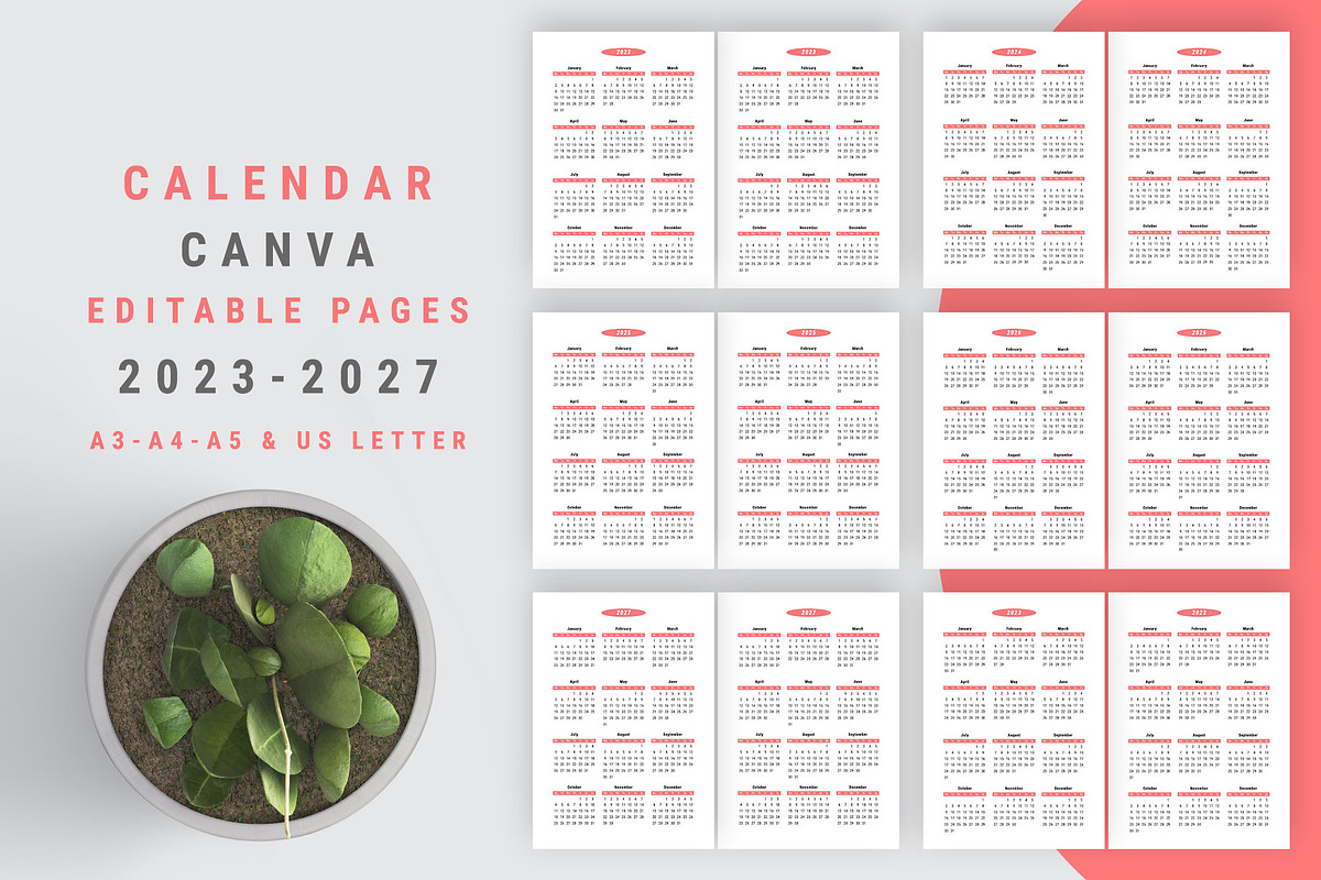 2023-2024-2025-2026-2027 Calendar, a Stationery Template by MNT-Creator (Photo 1 of 3)