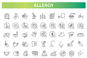 Allergy Symptoms and Allergens Icons, an Outline Icon by Tettygreen (Thumbnail 1 of 2)