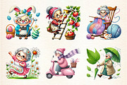 Spring Funny Grandma Clipart, a Seasonal Illustration by DreamArtGraphic (Thumbnail 4 of 4)
