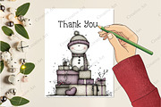 Whimsical Christmas Snowman Clipart, an Illustration by Creative Art (Thumbnail 9 of 10)