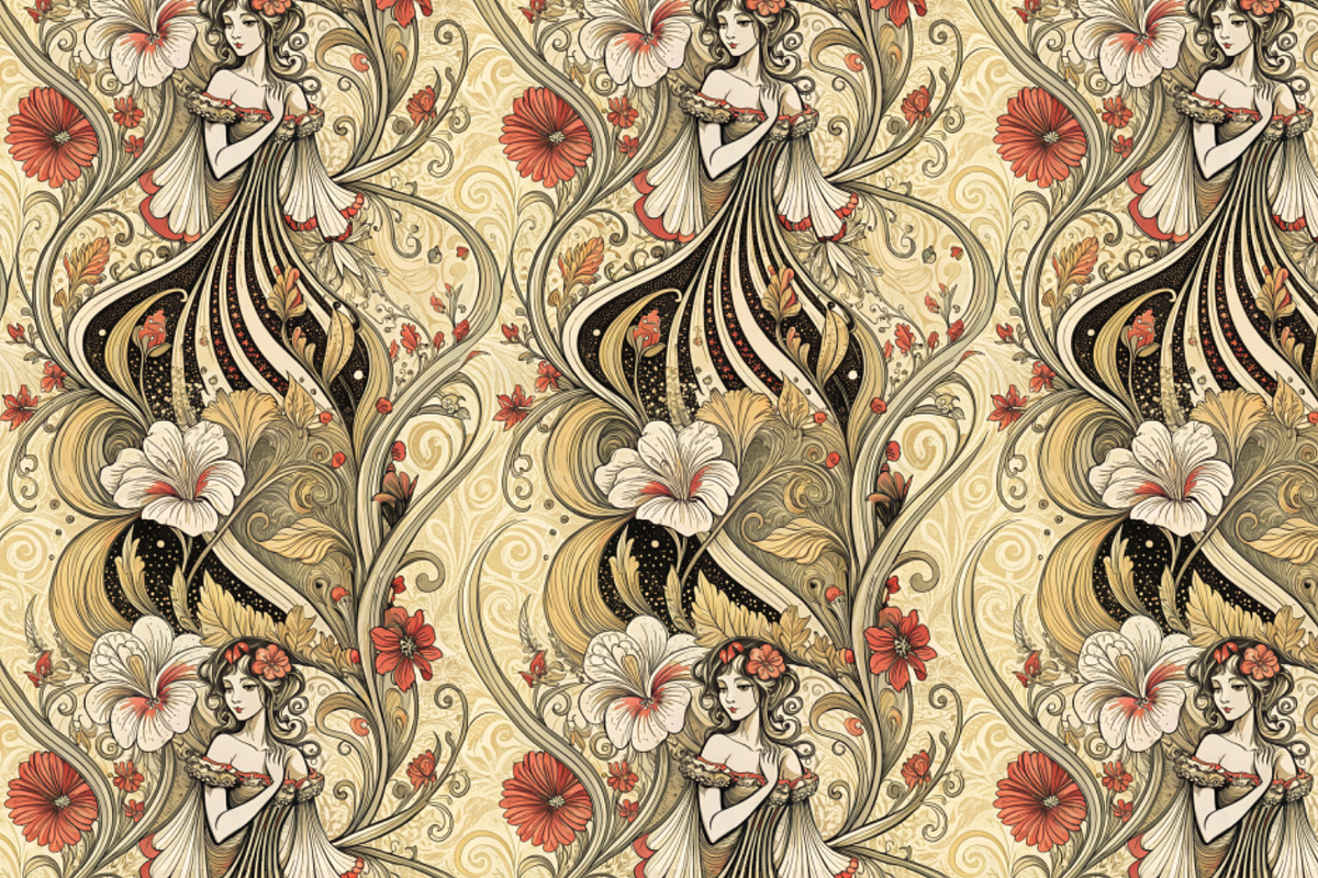 Art Nouveau Seamless Pattern Set, a Pattern Graphic by Designs by Helen Trupak (Photo 8 of 8)