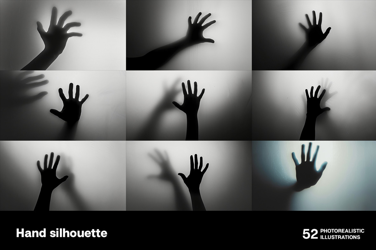 Hand silhouette. 52 images, a Background Graphic by Handmadefont (Photo 4 of 12)