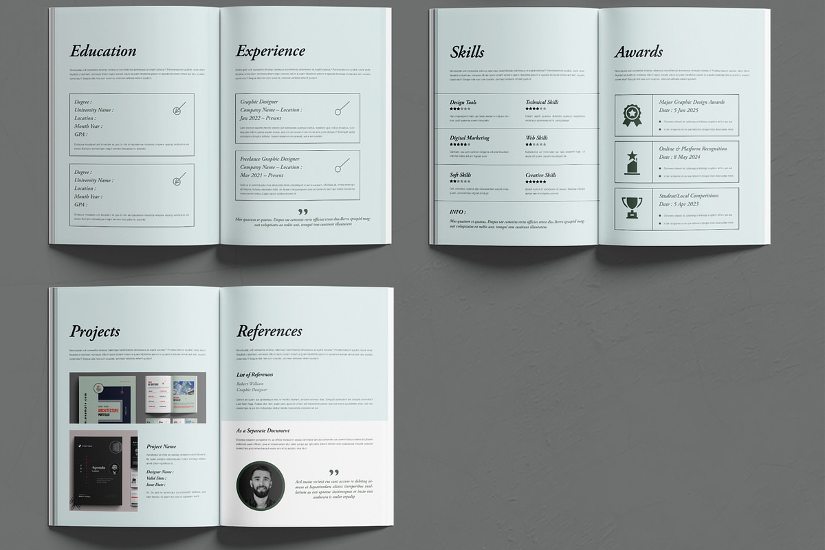 Minimal Resume Booklet Design Layout, a Resume Template by MightyDesign (Photo 3 of 6)
