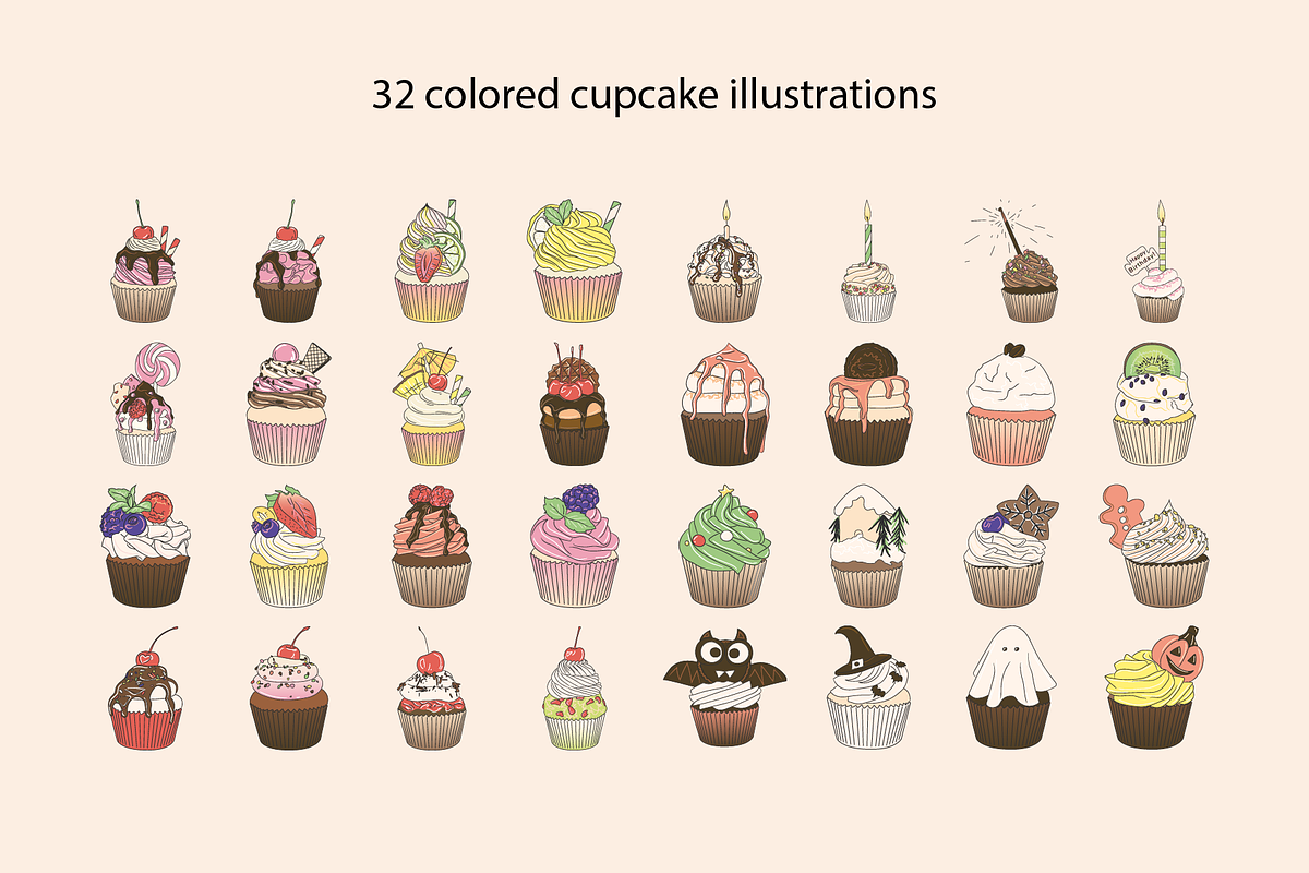 Cupcake Vector Illustration, a Food Illustration by Chaka_32 (Photo 3 of 4)